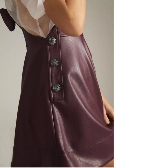 Anthropologie Maeve Faux Leather Pinafore skirt dress new with tag nwt size S - Picture 4 of 10